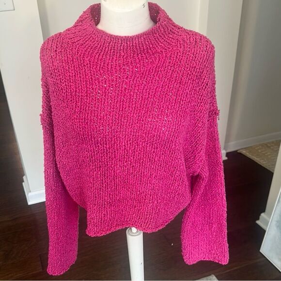 Anthropologie Cropped Notched Collar Sweater S - Picture 1 of 8